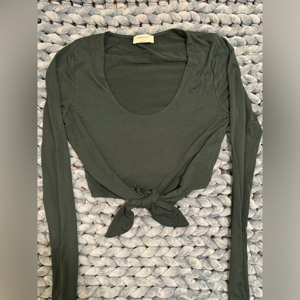 Dark forest green babaton crop top tie front size small